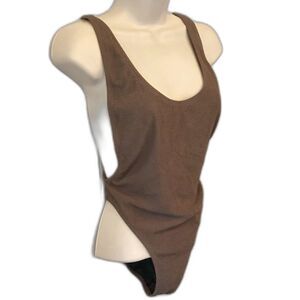 MALIBU RETRO 80s 90s Inspired Ribbed High Cut Low Back 1 Piece Womens Medium